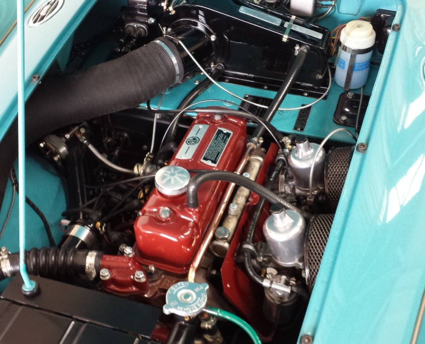 Reflective Desire 1957 MGa Engine bay